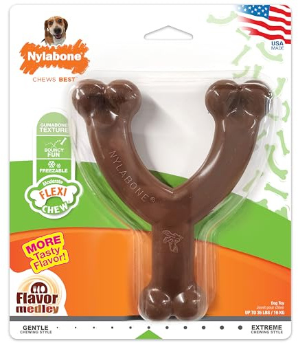 Nylabone Wishbone Flexi Chew Toy for Dogs, Flexible Dog Toys for Moderate & Gentle Chewers, Flavor Medley Flavor, Medium - Up to 35 lbs, 1 Count