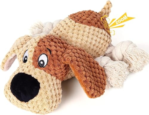 IOKHEIRA Jouet pour Chien à mâcher agressif - Jouet pour Chiens de Grande Taille - Jouet à mâcher Robuste et Indestructible - Durable - Marron Jaune