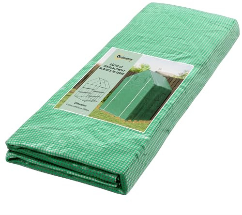 Outsunny Bâche de Remplacement pour Serre de Jardin 140x143x190cm Vert | Film de Remplacement pour Serre, Fenêtre, Porte à Fermeture Éclair, Anti-UV, Protection des Plantes pour le Jardin