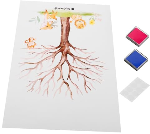 PRETYZOOM Arbre à Digitales Livre d'or pour Annonce Bébé | 1 Set, Papier et Plastique, Décor Créatif et Ludique, Souvenir Pratique pour Célébration