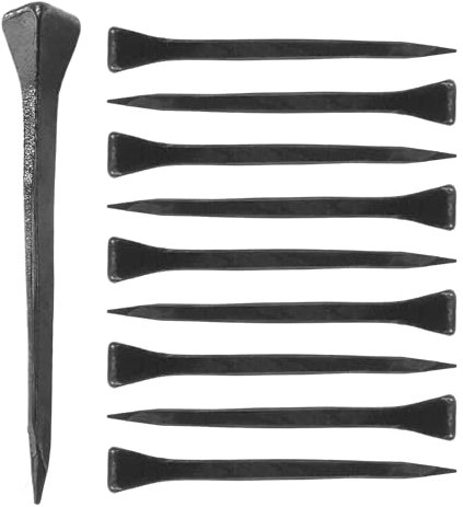 Set di 10 chiodi forgiati come unghie a ferro di cavallo, loft antico vintage, superficie nera (60 mm)