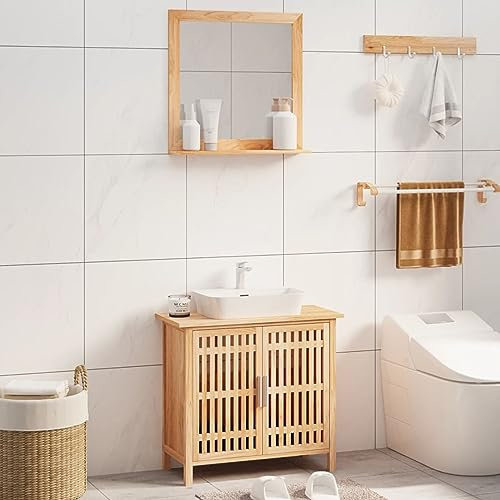 LAPOOH 2-TLG. Badmöbel-Set, Badezimmer Möbel, Badezimmer Schrank, Badezimmermöbel Set, Badezimmer Set, Badezimmerschrank Set, Bathroom Furniture Sets, Massivholz Nussbaum