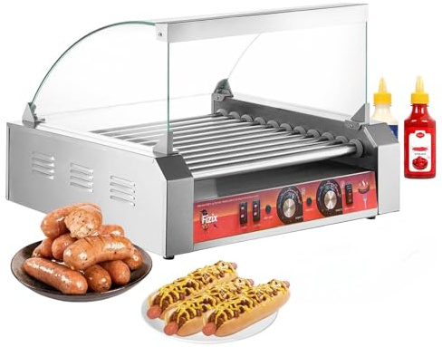 1700W Hot Dog Rollers,30 Hot Dog Capacity 11 Non-stick Stainless Steel Rollers,Hot Dog Machine With Dust Cover,Hot Dog Roller Machine With Dual Temp Control And Led Light/Detachable Drip Tray