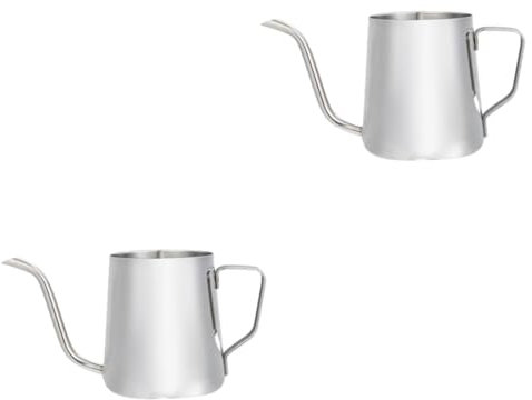 PRETYZOOM 2 Pz Caffettiera Bollitore Per Il Caffè Bollitore Per Il Tè a Collo D'oca Bollitore Elettrico Vaso a Goccia Stretto Teiera Del Bollitore Del Caffè Acciaio Inossidabile Silver
