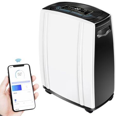 GMBAYUE Deumidificatori Professionale (100 M²), Deumidificatore Max 60 L/24 H per Casa per Seminterrato, Impostazione del Tempo, Display Digitale Dell'umidità, Spegnimento Automatico