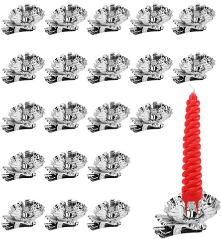 HO2NLE Pezzi Mini Portacandele per Albero di Natale, Portacandele Vintage, Portacandele Affusolati per Albero di Natale con Clip per Matrimoni Compleanni Feste Decorazioni (argento)