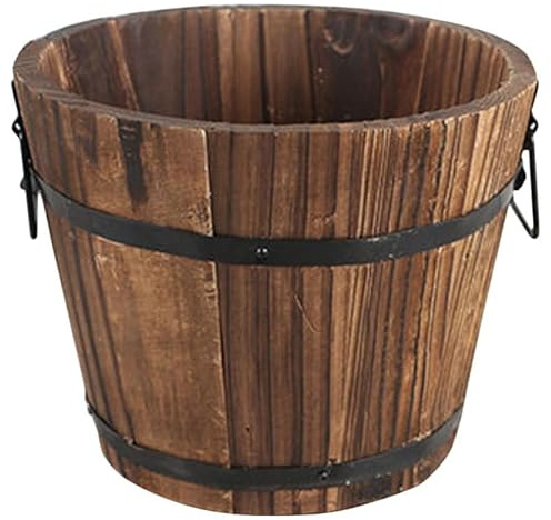BESPORTBLE Pflanzgefäß aus Holzfässern Blumentopf aus Holz Rustikaler Sukkulententopf Fass Vintage-Pflanzbehälter Multifunktionaler Aufbewahrungseimer