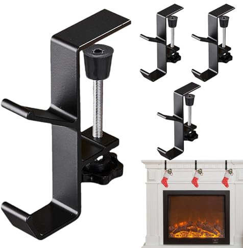 Bvizyelck 4 Stück Weihnachtsstrumpf Halter Für Kamin Nikolausstrumpf Halter Weihnachtsstrumpfhalter Mantel Haken Rutschfest Robust Kaminsims Haken Mantel Strumpfhaken Für Weihnachten Dekoration