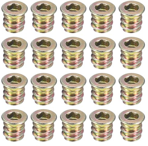 sourcing map Lot de 100 inserts filetés M5-0,8 x 10 en acier au carbone plaqué zinc pour outils et accessoires de travail du bois