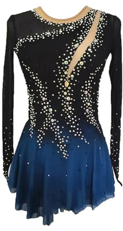JRUIA Blue,XXL,Women's Figure Skating Dress Girls' Ice Professional Skating Wear Rhythmic Gymnastics Leotard Gradient Ballet Clothes