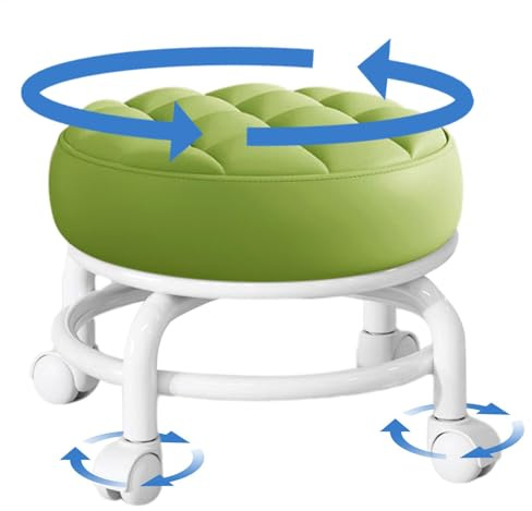 Tabouret pivotant à 360 ° réglable avec roulettes - Tabouret rond avec fonction de roulement pour les trajets et le bureau