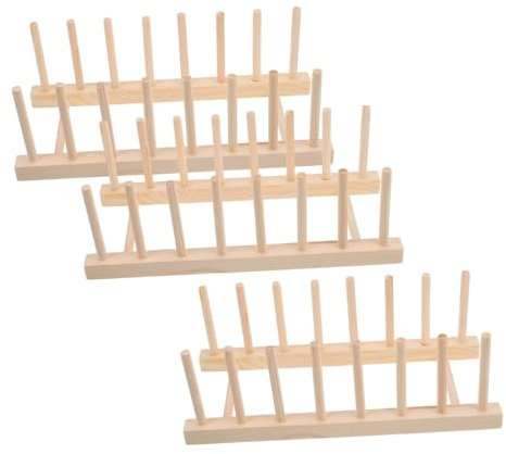 Cabilock 3piezas Estante De Almacenamiento De Cocina Organizador De Platos Tazas y Ollas Escurridor De Madera