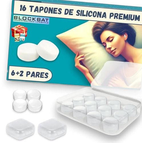 16 Tapones para Dormir sin Ruido + 3 Estuches de Transporte, Reducción de Ruido 29dB, Anti Ronquidos para Dormir, Tapones Oidos Silicona Adaptable, Natación, Estudiar, Tapones Dormir, Tapones Oido.