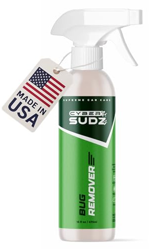CyberSudZ Bug Remover for Cars Exterior - Spray Dissolves Bug Splatter, Bird Poop, Tar and Road Grime - Safe on Paint, Chrome, Glass, & More - pH Neutral, Ceramic & Wax Safe - 16oz
