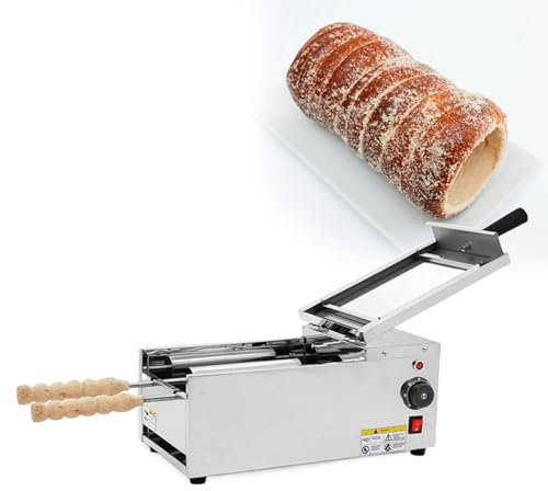 GESAIDES Macchina per Torta a Camino Ungherese, Macchina per Pane a Camino, Macchina per Forno con Griglia per Coni Gelato con 2 Rulli in Acciaio Inossidabile, per Uso Commerciale e Domestico