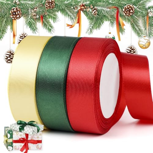 SULOLI 3 Rouleaux de Ruban Noël 25mm*22.8m Bobine de Ruban Noël