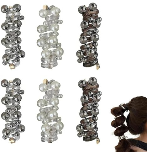 6 Stück Twisted hair Wire Pony Hairwire, Perlen Telefonkabel Elastisch Haarbänder, Spiral Haargummis Damen, Sport Haarbänder, Pferdeschwanz-Haargummis für Damen und Mädchen