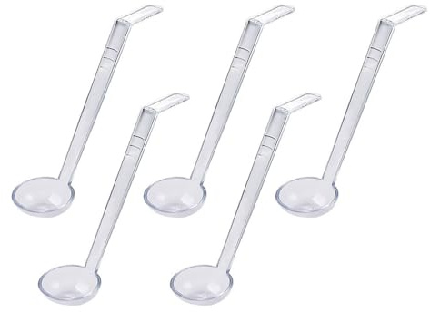 Lot de 5 cuillères à soupe transparentes pratiques avec poignée de 20 cm, idéales pour banquets, cocktails, service et utilisation en cuisine