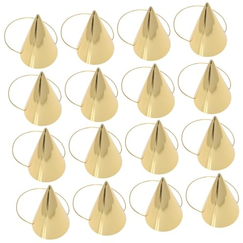 Beaupretty 16 Stck. Teiliges Partyhütchen Champagnergold Geburtstags Kegelhüte mit Kinnband und Erwachsene Geburtstagsschmuck Festliche Geburtstagsparty Deko Praktische Party Accessoires