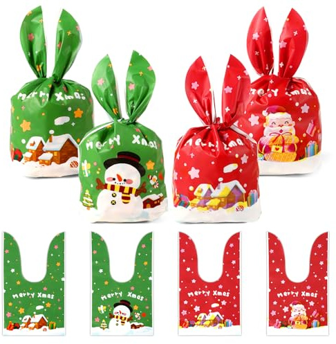 100 Stück Kekstüten Weihnachten Süßigkeiten Geschenktüten Weihnachten Klein Weihnachtstüten Plätzchentüten Süßigkeitentüten Hasenohren Tütchen Geschenkbeutel Tüten Für Plätzchen Keks Kekse Schokolade