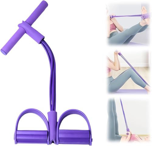 Bandes de Résistance Fitness,Sit-Up Bodybuilding Expander Bandes Corde de Tension,4Tubes Avec Pédale de Traction Pour Chevilles, Pédale Pull Cordes Élastique Sport Expander, Étirements Amincissants