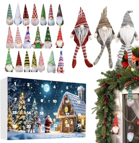 Eventerde Countdown Kalender,Wichtel Motiv 24 Tage | Festtags Spielzeugfigur Für Party Fest Haus Aktivitäten Ferien Kinder Junge Mädchen