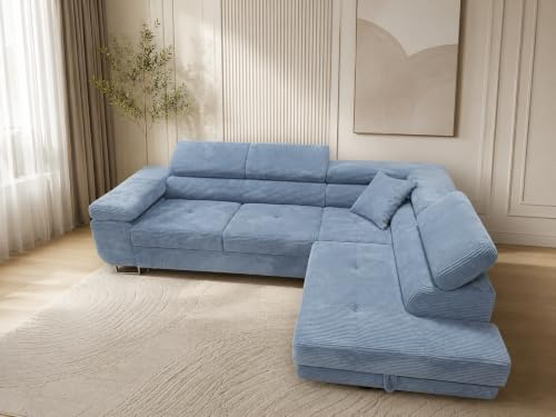 KMK GNYCH Sofa Aston 272x203x88 cm, Schlaffunktion, Hellblau, Rechts