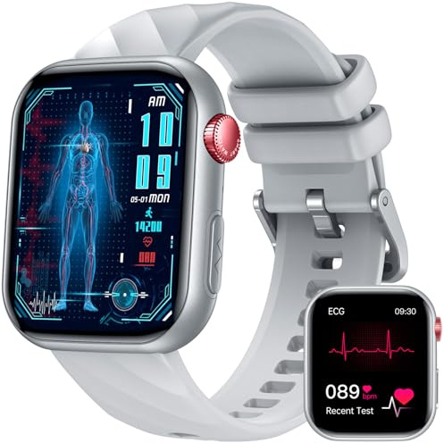 EKG 𝐇𝐑𝐕 Smartwatch Herren 𝐁𝐥𝐮𝐭𝐳𝐮𝐜𝐤𝐞𝐫 Herzfrequenz Blutdruck: 1,97 AMOLED Touch Schwarz Gesundheitsuhr mit Schlafmonitor Schrittzähler Telefonfunktion Sportuhr Fitnessuhr iOS Android