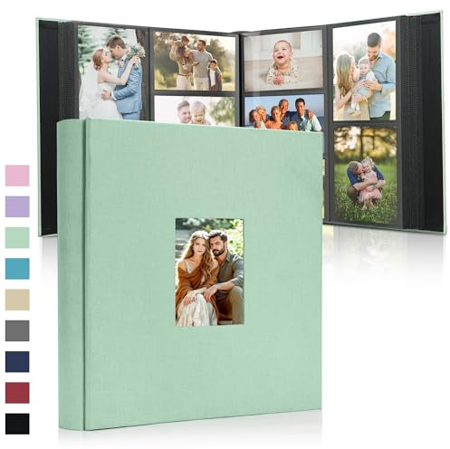 DazSpirit Gran álbum de fotos con bolsillos de 10 x 15 cm con 1000 bolsillos, libro de fotos de lino para insertar, ventana frontal personalizable, ideal para familia, boda, viajes y recuerdos de bebé