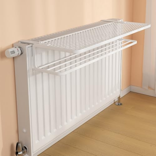 Mensola Sopra Termosifone Doppia, Mensola Sospesa, Copri Termosifone Moderno Impermeabili Antiruggine, Copri Radiatore Casa per Soggiorno(White,35cm/14in)
