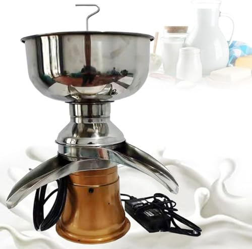 Séparateur de crème de lait frais électrique, centrifugeuse professionnelle for crème, séparateur de crème de lait, machine de séparation de lait et de beurre (lait de vache) 50 L/h(Yellow)
