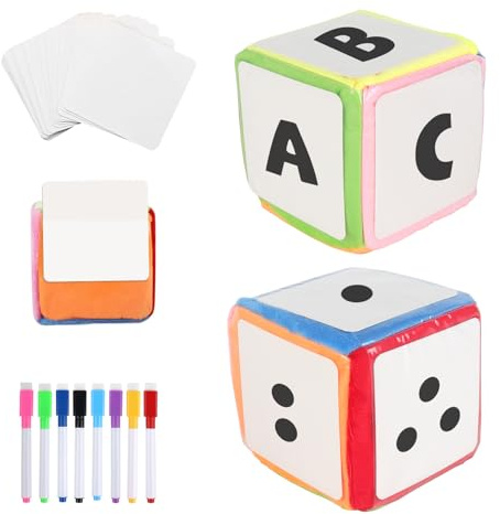 Hojalis 2 Pezzi Dadi Tascabili, 10 CM Cubi Con Tasche Con 50 Carte Vuote, Dadi Con Tasca Trasparente, Insegnante Cubi Di Apprendimento, Per Asilo, Scuola Materna, Apprendimento Precoce, Scuola Materna