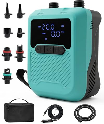 Elektrisk sugpump stående upp paddle pump 20 PSI högtryck SUP luftpump 12 V bil DC dubbla steg uppblåsare och deflator för uppblåsbara stående paddle brädor kajak tält madrass