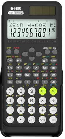 Calcolatrice scientifica con 401 funzioni, display LCD a 2 righe, colore nero, ideale per scuola, studio e lavoro (matematica, fisica, chimica)