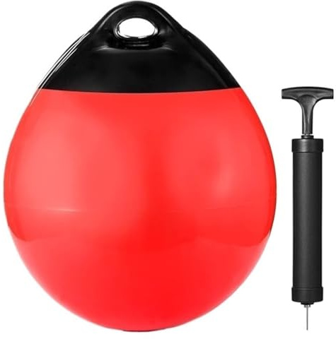 ALMLEU Bootsfender rund 12x14 Zoll Heavy Duty PVC Boot Fender Runde Ball Anker Boje Aufblasbare Marine Liegeplatz Stoßstange Puffer Dock Schutz(Red)