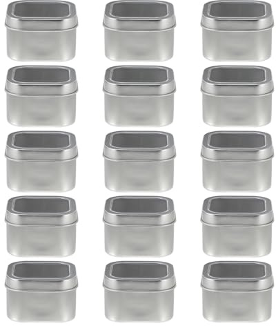 IMUSINICE Scatole in Latta Quadrate Colore Argento con Coperchi Trasparenti 15 capacità 8 Once per Conservazione e Creazione Candele
