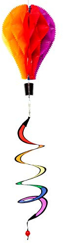 Wolkenstürmer® Twister Heißluftballon Windspiel in Regenbogenfarben, 22cm x 34 cm - Bunter Ballon Facette als Gartendeko, für Balkon oder Terrasse