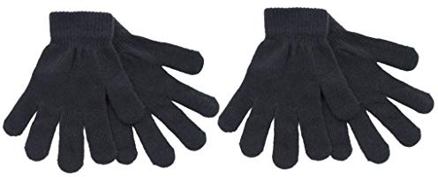 Thingimijigs Ladies Black Thermal Gloves Knitted Thermal Magic Stretch Winter Gloves - 2 Pairs Pack