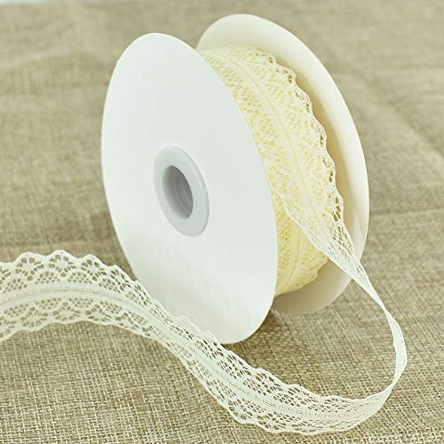 TONIFUL Spitzenband, 3 cm x 23 m, cremefarben, elfenbeinfarben, weiß, Vintage-Spitze für Valentinstag,Hochzeit, Blume, Nähen, Blumen, Partys, Dekorationen, Geschenkverpackungen