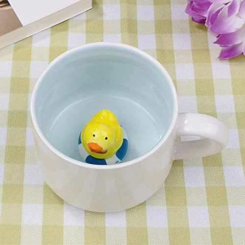 LOZACHE 3D Enten Keramiktasse mit Figur im Inneren, 350 ml | Handgefertigt, Keramik, 350 ml, mit 3D-Entenfigur im Inneren, Geschenk zum Geburtstag oder Weihnachten