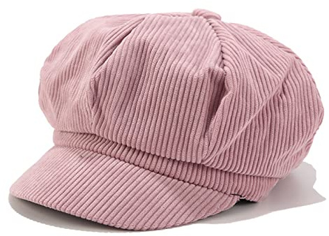 VALINK Modische Damenhüte im Vintage-Stil, Kordsamt, Freizeit, England-Stil, Retro, achteckiger Hut für Damen, Maler, Winter, Leder Rosa, 56/58 cm/M