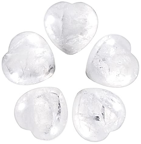 Nupuyai 5 Stück Edelstein Herz Kristall Heilstein Herzform Palm Stein Handschmeichler Glücksbringer Herzstein für Schmuckherstellung Dekoration