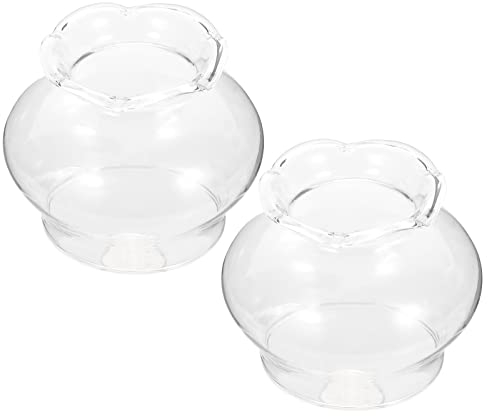 Didiseaon Öllampe Ersatzglas Petroleumlampe Lampenglas 2 Stücke Stil 3 Transparente Windlichtglas für Öllampe Lotus Kerzenständer Kerzenhalter Windlichter Gläser Tempel Party Zuhause