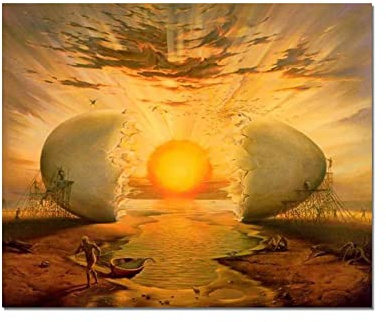 Salvador Dali Wandkunst Bilder L'Aurora Abstraktes Ei Sonnenstrahlen Leinwand Gemälde Neue Welt Drucke Malerei Wohnkultur 80x120cm(32x48in) Innen gerahmte Wandkunst