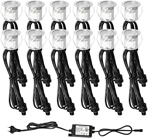 SUBOSI 12er LED Einbaustrahler Bodeneinbauleuchte 0.6W Ø30mm IP67 wasserdichtled Einbauleuchte Terrasse Küche Garten Led Lampe Warmweiß