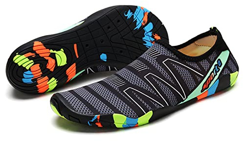 TMEOG Scarpe da Scoglio Uomo Donna Scarpe Mare Acquatiche Scarpe da Spiaggia da Acqua Piscina Scarpette da Immersione per Bagno Surf Nuoto(39 EU,Grigio)
