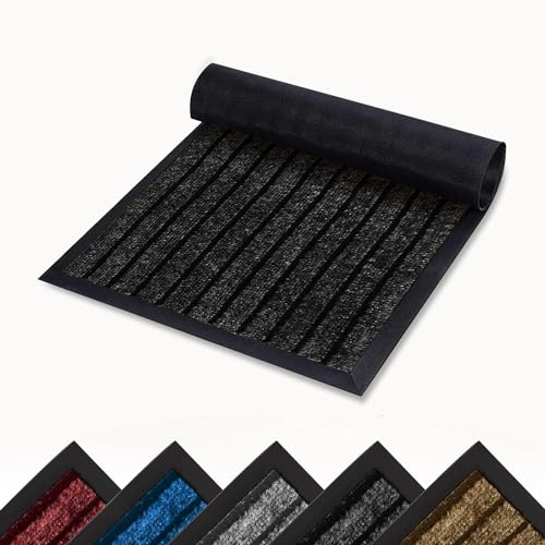 Imperial Rooms Black Door Mat Non Slip – Rubber mat 40x60cm Machine Washable Door Matts indoor Dirt Trapper Super Absorbent Door Mats Outdoor