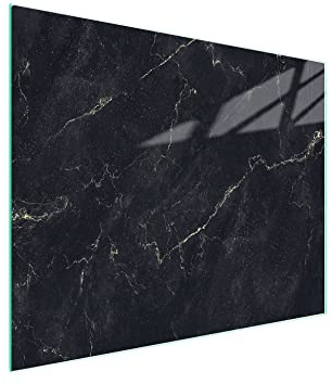 DarHaus Planche à découper en verre Ceranfeld 1 pièce 52 x 30 cm, plaque de découpe en verre, protection anti-éclaboussures, plaque en verre universelle, cuisine, Marbre Noir