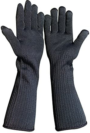 Guanti antitaglio High Performance Level 5 Protezione con lungo avambraccio rete metallica in acciaio inox, guanti da lavoro di sicurezza per saldatura cucina da giardino