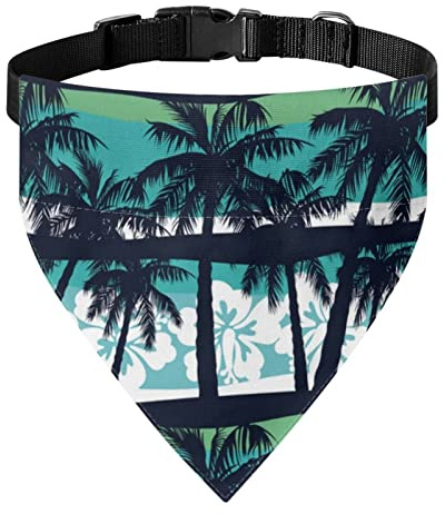 COEQINE Hundehalstücher für den Sommer, Hawaii-Halstücher mit Palmkleidern, Haustierschal mit ethnischem Sommer-Aufdruck für Sport, Spaziergänge